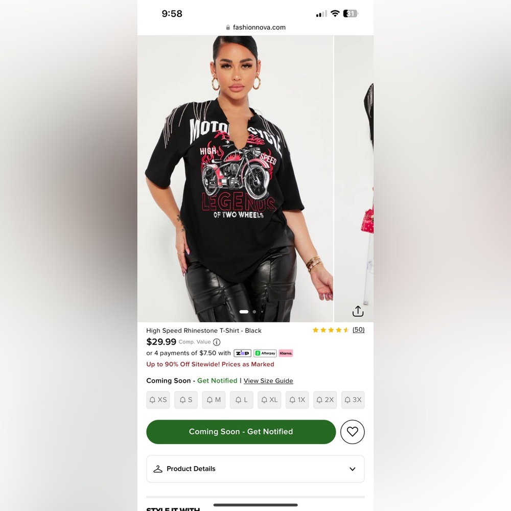 High Speed Rhinestone T-Shirt - Black